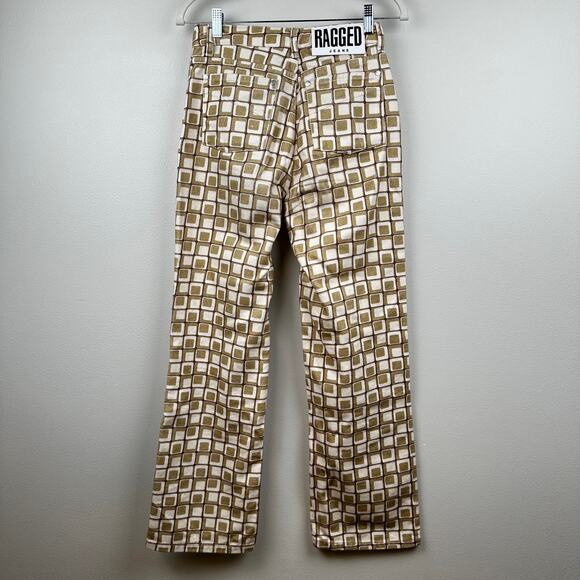 The Ragged Priest Jeans High Waist Pants Geometric Gold Cream 26 Boho Hippie - Picture 5 of 15